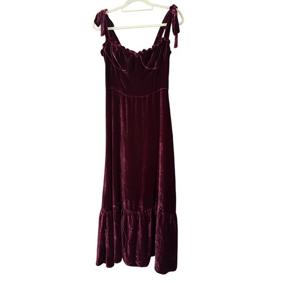 NWT Reformation Antoinette Velvet Corset Dress Plum Sz 6 Bow Tie Straps - Picture 6 of 10